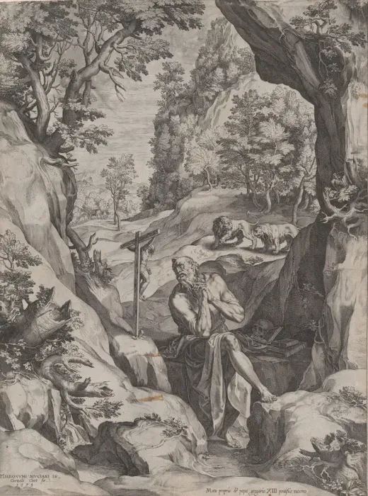 Framed Print : St Jerome Penitent in the Wilderness, 1573. Creator: Cornelis Cort Framed Print : St Jerome Penitent in the Wilderness, 1573. Creator: Cornelis Cort