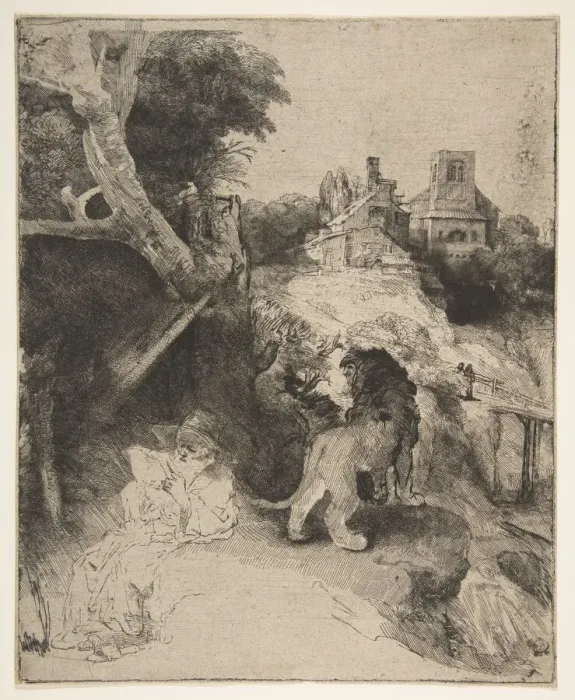 Framed Print : St. Jerome Reading in an Italian Landscape, ca. 1653. Creator Framed Print : St. Jerome Reading in an Italian Landscape, ca. 1653. Creator