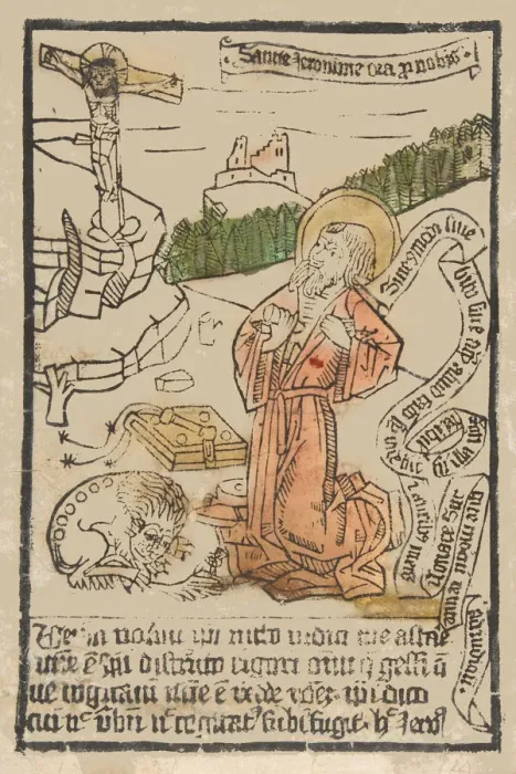 Framed Print : St. Jerome (Schr. 1551m), 15th century. 15th century. Creator: Anon Framed Print : St. Jerome (Schr. 1551m), 15th century. 15th century. Creator: Anon