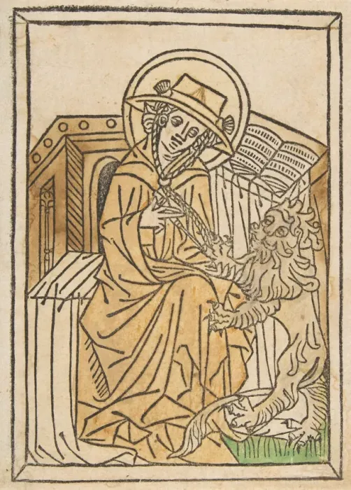 Framed Print : St. Jerome (Schr. 1554a), 15th century. 15th century. Creator: Anon Framed Print : St. Jerome (Schr. 1554a), 15th century. 15th century. Creator: Anon