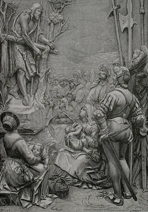 Framed Print : St John the Baptist preaching in the desert, 1877. Creator: Jules Jean Marie Joseph Huyot Framed Print : St John the Baptist preaching in the desert, 1877. Creator: Jules Jean Marie Joseph Huyot