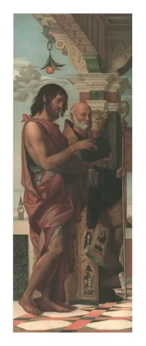 Framed Print : St. John the Baptist with St. Benedict, 1874. Creator: Storch & Kramer Framed Print : St. John the Baptist with St. Benedict, 1874. Creator: Storch & Kramer