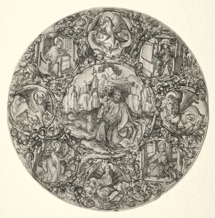 Framed Print : St. John the Baptist Surrounded by the Evangelists and Four Fathers of the Latin Church, 1466 Framed Print : St. John the Baptist Surrounded by the Evangelists and Four Fathers of the Latin Church, 1466