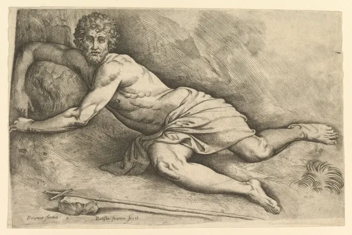 Framed Print : St. John the Baptist in the Wilderness, ca. 1552-54. Creator: Battista Franco Veneziano