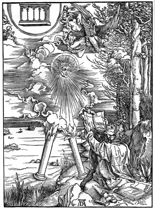 Framed Print : St John devouring the Book, 1498, (1936). Artist: Albrecht Durer Framed Print : St John devouring the Book, 1498, (1936). Artist: Albrecht Durer