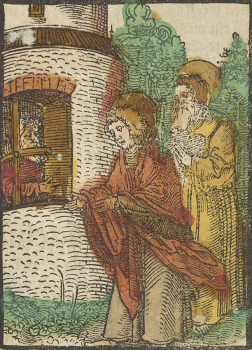 Framed Print : St. John in Prison, from Das Plenarium, 1517. Creator: Hans Schaufelein the Elder Framed Print : St. John in Prison, from Das Plenarium, 1517. Creator: Hans Schaufelein the Elder