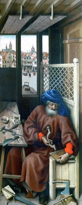 Framed Print : St Joseph, c1425. Artist: Robert Campin Framed Print : St Joseph, c1425. Artist: Robert Campin