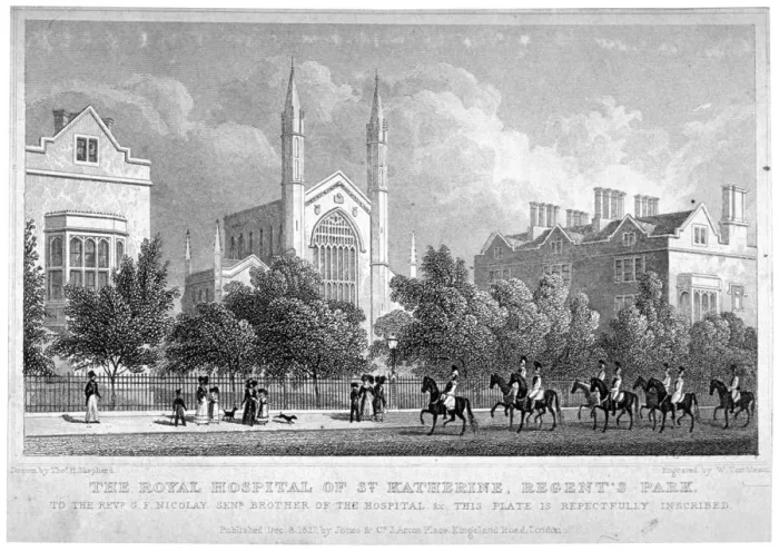 Framed Print : St Katherines Hospital, Regents Park, London, 1827. Artist: William Tombleson Framed Print : St Katherines Hospital, Regents Park, London, 1827. Artist: William Tombleson