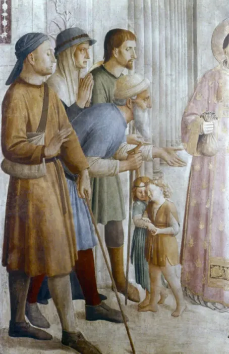 Framed Print : St Laurence giving alms to the Poor (detail), mid 15th century. Artist: Fra Angelico Framed Print : St Laurence giving alms to the Poor (detail), mid 15th century. Artist: Fra Angelico