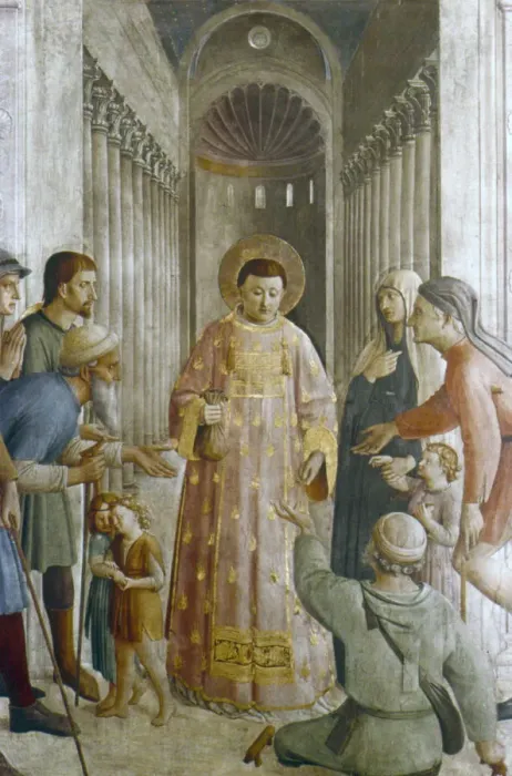 Framed Print : St Laurence giving alms to the Poor, mid 15th century. Artist: Fra Angelico Framed Print : St Laurence giving alms to the Poor, mid 15th century. Artist: Fra Angelico