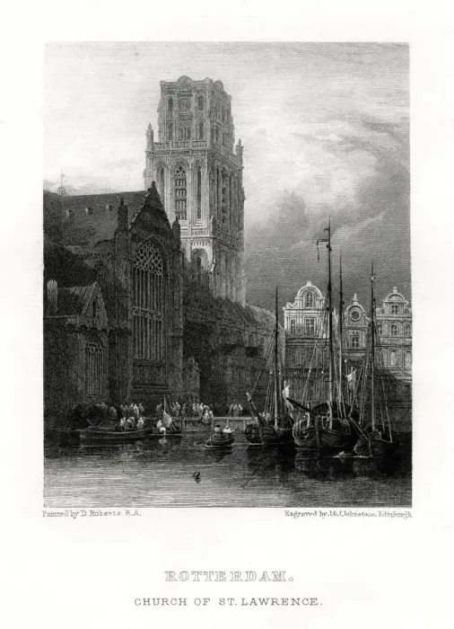Framed Print : St Lawrences Church, Rotterdam, Netherlands, 19th century. Artist: J & J Johnstone Framed Print : St Lawrences Church, Rotterdam, Netherlands, 19th century. Artist: J & J Johnstone