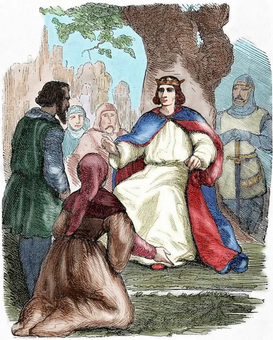 Framed Print : St Louis administering justice under a beech tree, 19th century. Creator: Unknown Framed Print : St Louis administering justice under a beech tree, 19th century. Creator: Unknown