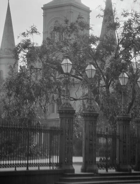 St. Louis Cathedral from Jackson Square, New Orleans, between 1920 and 1926. Creator: Arnold Genthe
