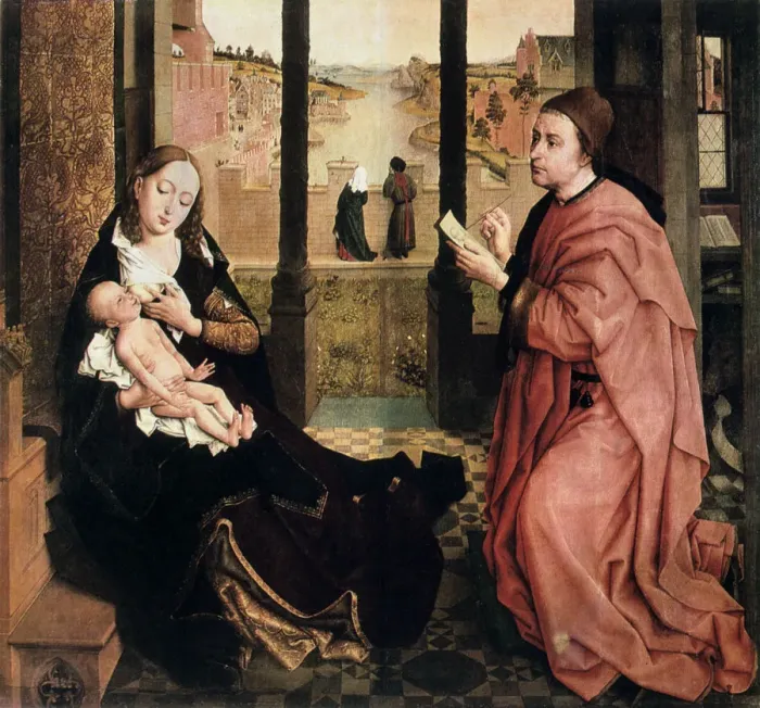 Framed Print : St Luke Drawing the Virgin, 15th century. Artist: Rogier Van der Weyden Framed Print : St Luke Drawing the Virgin, 15th century. Artist: Rogier Van der Weyden