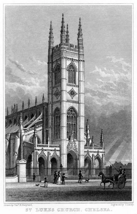 Framed Print : St Lukes Church, Chelsea, London, 1828. Artist:s Lacey Framed Print : St Lukes Church, Chelsea, London, 1828. Artist:s Lacey