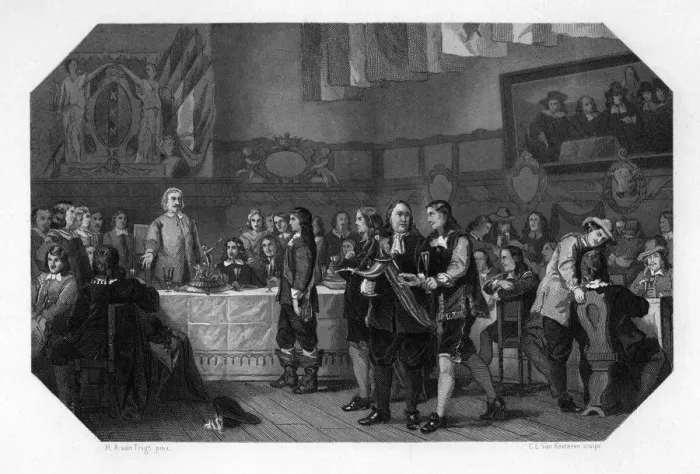 Framed Print : St Lukes Feast, Amsterdam, Netherlands, 21st October 1653 (c1870). Artist: CL van Kesteren Framed Print : St Lukes Feast, Amsterdam, Netherlands, 21st October 1653 (c1870). Artist: CL van Kesteren