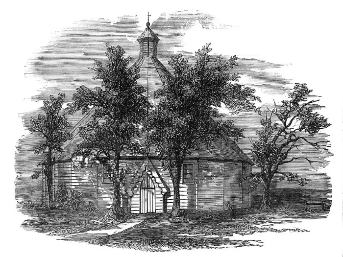 Framed Print : St. Luke's Temporary Church, Camden-Road, Holloway, 1856. Creator: Unknown Framed Print : St. Luke's Temporary Church, Camden-Road, Holloway, 1856. Creator: Unknown