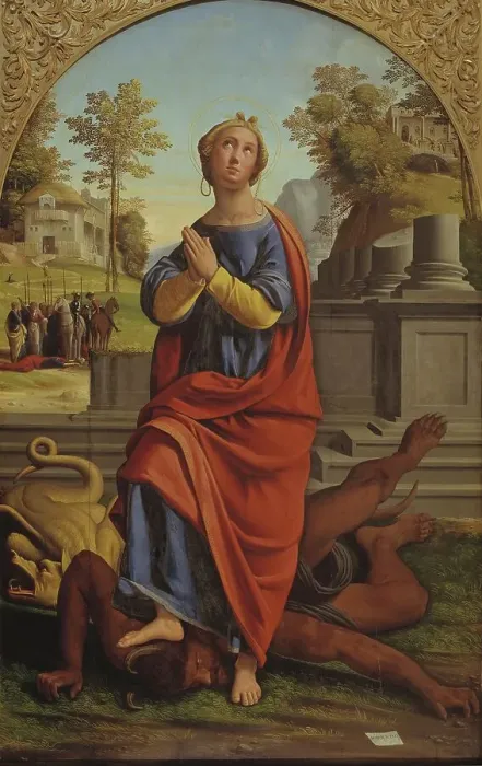 Framed Print : St Margaret, 1524. Creator: Ortolano Framed Print : St Margaret, 1524. Creator: Ortolano