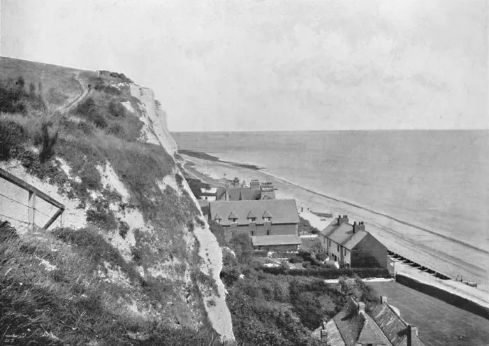 Framed Print : St. Margarets Bay - The Hotel, from the Cliffs, 1895 Framed Print : St. Margarets Bay - The Hotel, from the Cliffs, 1895