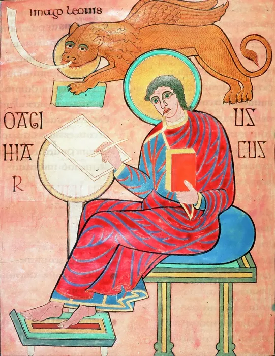 Framed Print : St Mark writing, c700. Creator: Eadfrith Framed Print : St Mark writing, c700. Creator: Eadfrith
