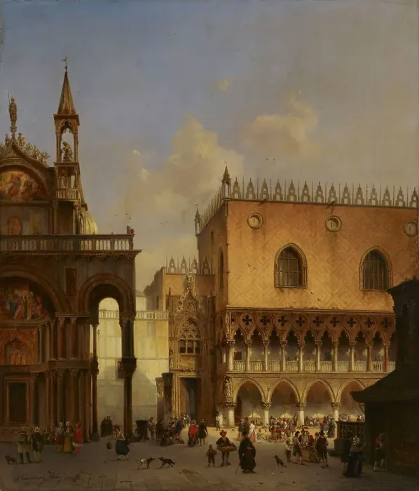 Framed Print : At the St Mark's Square in Venice, 1844. Creator: Ivo Ambroise Vermeersch Framed Print : At the St Mark's Square in Venice, 1844. Creator: Ivo Ambroise Vermeersch