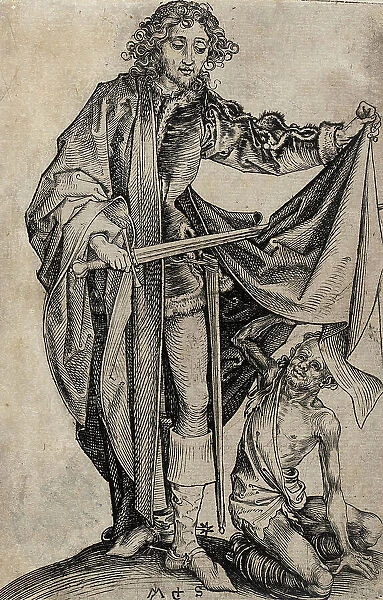 St. Martin Dividing His Cloak (image 1 of 2), c1480. Creator: Martin Schongauer