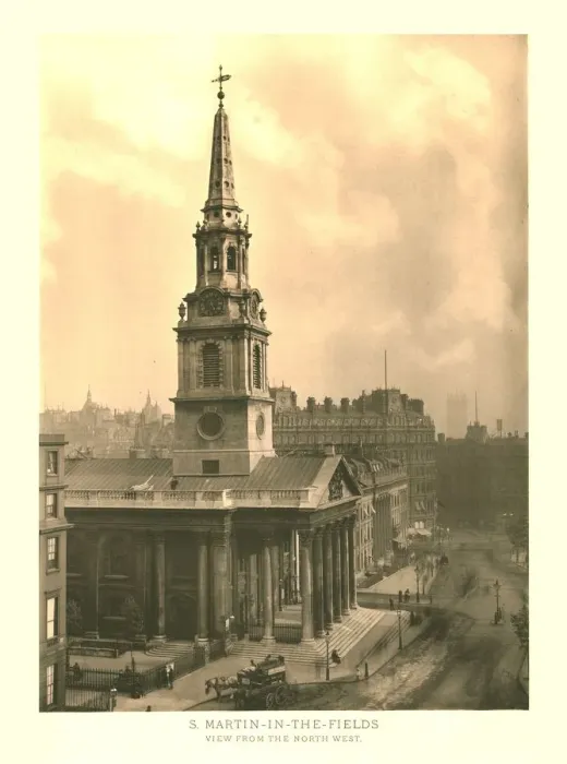Framed Print : St Martin-in-the-Fields, View from the North West, mid-late 19th century. Creator: Unknown Framed Print : St Martin-in-the-Fields, View from the North West, mid-late 19th century. Creator: Unknown