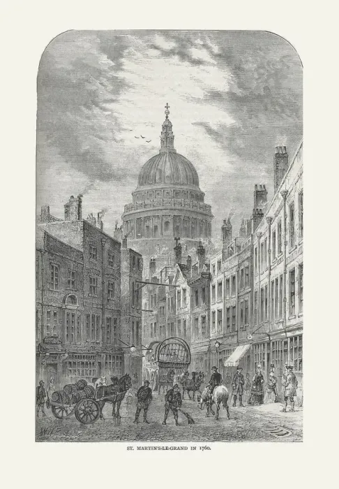 Framed Print : St Martin s-Le-Grand in 1760, 1878. Artist: Walter Thornbury Framed Print : St Martin s-Le-Grand in 1760, 1878. Artist: Walter Thornbury