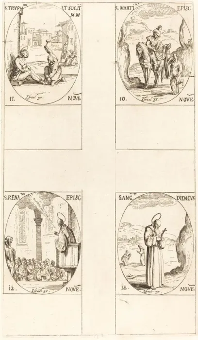 Framed Print : St. Martin; St. Tryphon and Companions; St. Renatus; St. Didacus. Creator: Jacques Callot Framed Print : St. Martin; St. Tryphon and Companions; St. Renatus; St. Didacus. Creator: Jacques Callot