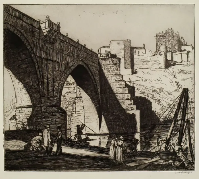 Framed Print : St Martins Bridge, Toledo, 1913. Creator: William Strang Framed Print : St Martins Bridge, Toledo, 1913. Creator: William Strang