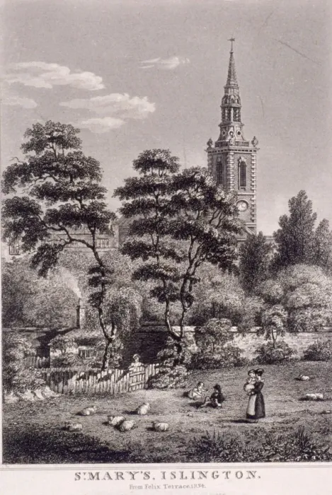 Framed Print : St Mary, Islington, London, 1834 Framed Print : St Mary, Islington, London, 1834