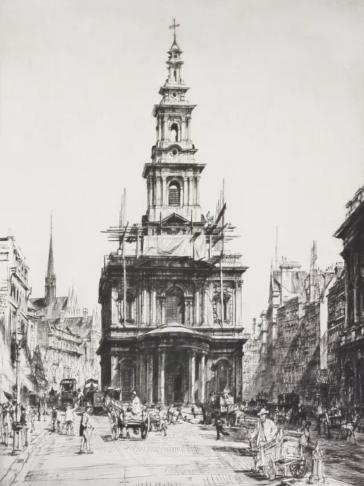 Framed Print : St. Mary le Strand, 1916. Creator: Francis Dodd Framed Print : St. Mary le Strand, 1916. Creator: Francis Dodd