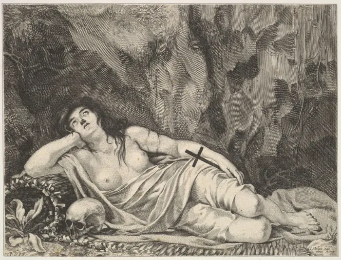 Framed Print : St. Mary Magdalen Reclining in a Grotto. Creator: Claude Goyrand Framed Print : St. Mary Magdalen Reclining in a Grotto. Creator: Claude Goyrand