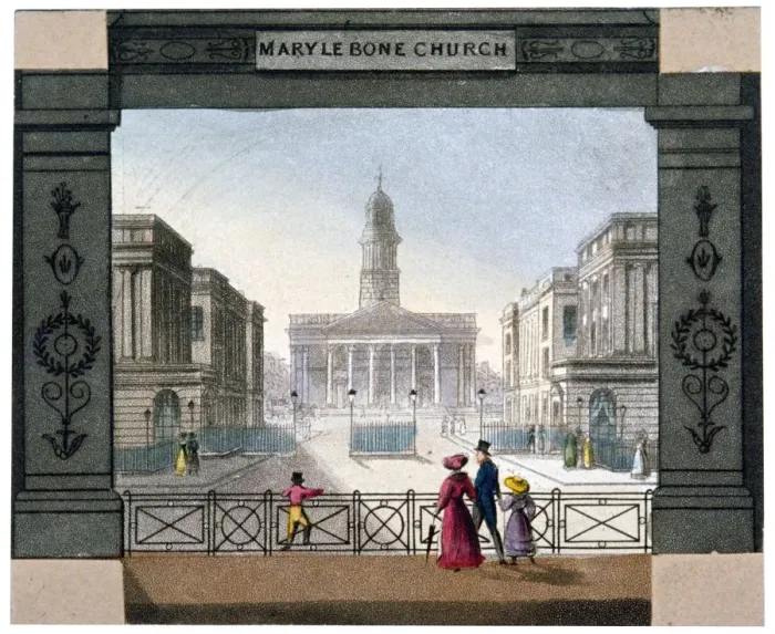 Framed Print : St Marylebone Parish Church, London, c1825 Framed Print : St Marylebone Parish Church, London, c1825