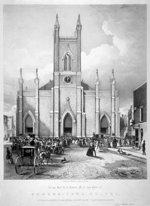 Framed Print : St Marys Chapel, Eversholt Street, St Pancras, London, c1835. Artist: John West Giles Framed Print : St Marys Chapel, Eversholt Street, St Pancras, London, c1835. Artist: John West Giles