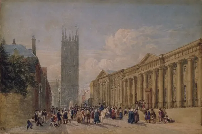 Framed Print : St Mary's Church and County Hall, Warwick, 1826-27. Creator: David Cox the Elder Framed Print : St Mary's Church and County Hall, Warwick, 1826-27. Creator: David Cox the Elder