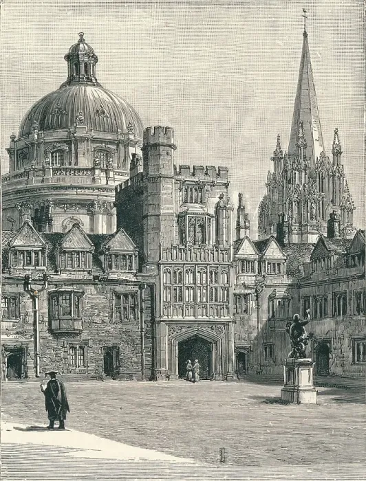 Framed Print : St Marys Church and the Radcliffe, from the quadrangle, at Brasenose, 1896 Framed Print : St Marys Church and the Radcliffe, from the quadrangle, at Brasenose, 1896