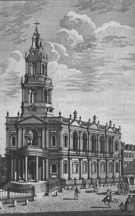 Framed Print : St Marys Church in the Strand, London, mid 18th century. Artist: James Cole Framed Print : St Marys Church in the Strand, London, mid 18th century. Artist: James Cole