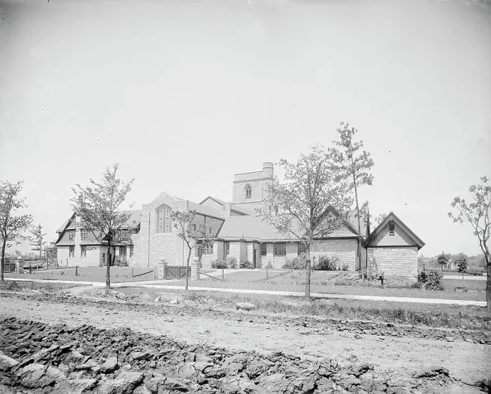 Framed Print : St. Mary's Church, side view, Walkerville, Ont. between 1905 and 1915. Creator: Unknown Framed Print : St. Mary's Church, side view, Walkerville, Ont. between 1905 and 1915. Creator: Unknown