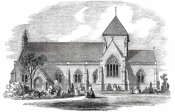 Framed Print : St. Mary's Church, West Brompton, Consecrated on Tuesday, 1850. Creator: Unknown Framed Print : St. Mary's Church, West Brompton, Consecrated on Tuesday, 1850. Creator: Unknown