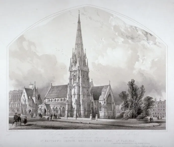 Framed Print : St Matthews Church, Bedford New Town, St Pancras, London, c1852. Artist: George Hawkins Framed Print : St Matthews Church, Bedford New Town, St Pancras, London, c1852. Artist: George Hawkins