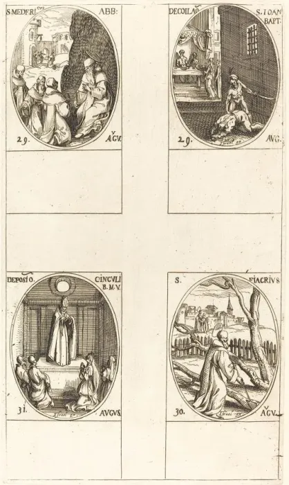 Framed Print : St. Mederic, Abbot; Beheading of John the Baptist; St. Fiacre; Festival of the Virgin Framed Print : St. Mederic, Abbot; Beheading of John the Baptist; St. Fiacre; Festival of the Virgin