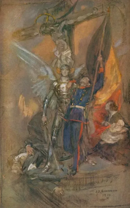 Framed Print : St. Michael of Belgium, 1914, (1914). Artist: James Jebusa Shannon Framed Print : St. Michael of Belgium, 1914, (1914). Artist: James Jebusa Shannon