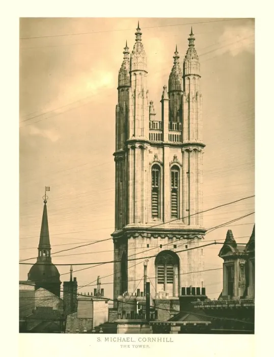 Framed Print : St Michael, Cornhill, The Tower, mid-late 19th century. Creator: Unknown Framed Print : St Michael, Cornhill, The Tower, mid-late 19th century. Creator: Unknown