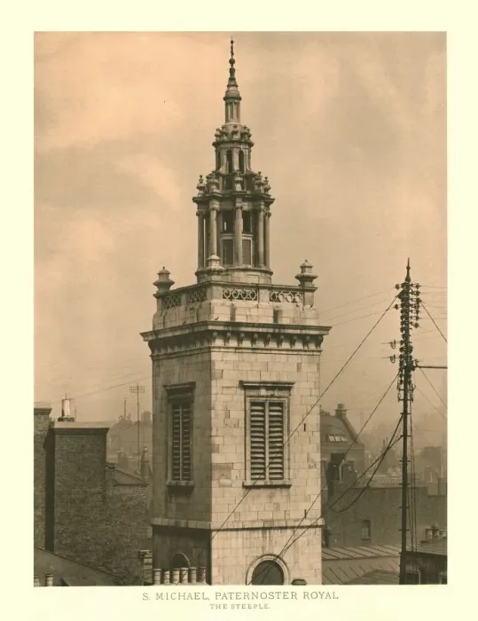 Framed Print : St Michael, Paternoster Royal, The Steeple, mid-late 19th century. Creator: Unknown Framed Print : St Michael, Paternoster Royal, The Steeple, mid-late 19th century. Creator: Unknown