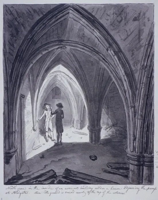 Framed Print : St Michaels Crypt, Aldgate, London, 1784. Artist: John Carter Framed Print : St Michaels Crypt, Aldgate, London, 1784. Artist: John Carter
