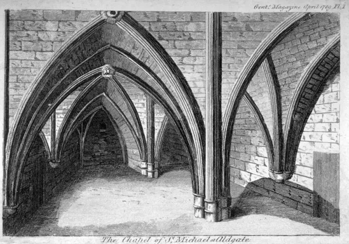 Framed Print : St Michaels Crypt, Aldgate, London, 1789 Framed Print : St Michaels Crypt, Aldgate, London, 1789