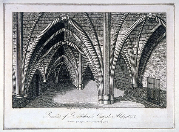 St Michaels Crypt, Aldgate, London, 1805. Artist: Samuel Owen