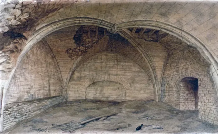 Framed Print : St Michaels Crypt, Aldgate, London, 1876. Artist: John Phillipps Emslie Framed Print : St Michaels Crypt, Aldgate, London, 1876. Artist: John Phillipps Emslie