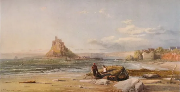 Framed Print : St. Michaels Mount, Cornwall, 1878. Artist: Samuel Phillips Jackson Framed Print : St. Michaels Mount, Cornwall, 1878. Artist: Samuel Phillips Jackson